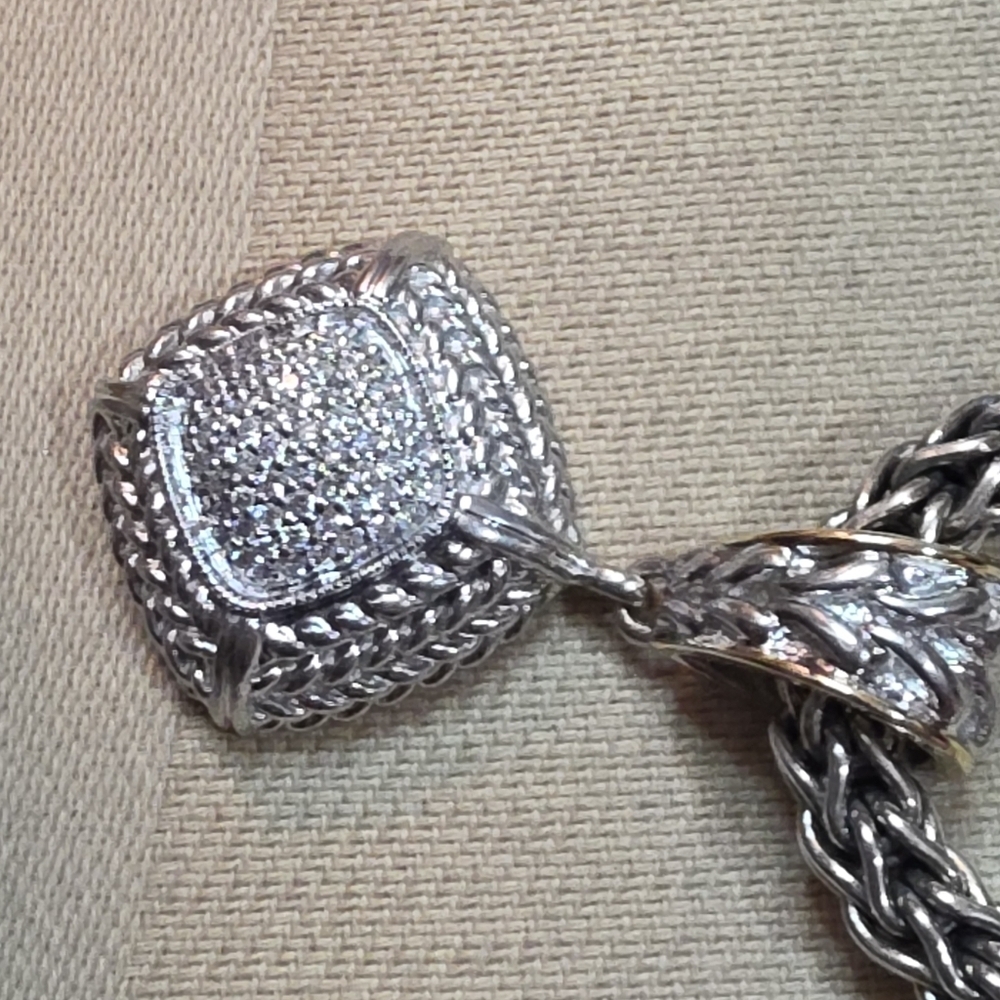 18K GAIL SCOTT GENUINE DIAMOND STERLING SILVER 925 CHAIN & PENDANT 80.95 GR - Picture 11 of 11